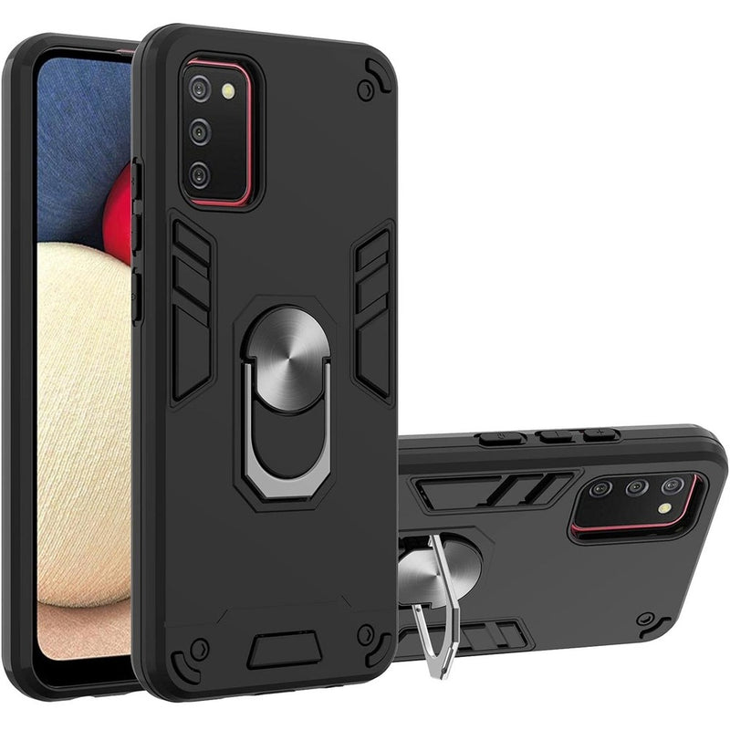 Funda de Samsung A02s con Anillo Metálico Negro Antishock