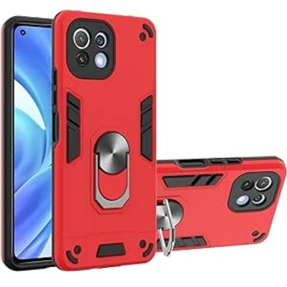 Funda Case para Xiaomi Mi 11 Lite con Anillo Metálico Rojo