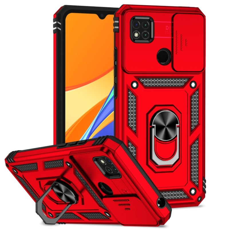 Funda Case de Xiaomi Redmi 10A Holder Protector Camara Rojo