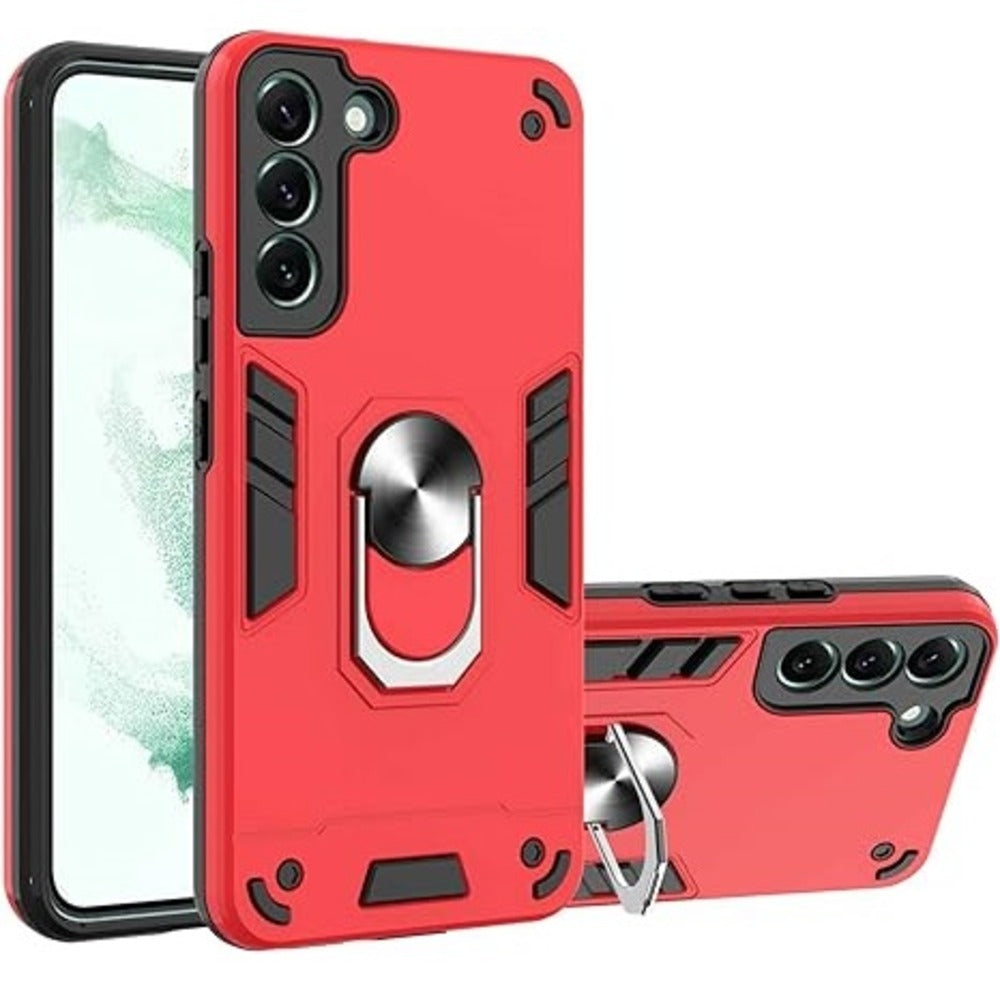 Funda de Samsung S21 FE con Anillo Metálico Rojo Antishock