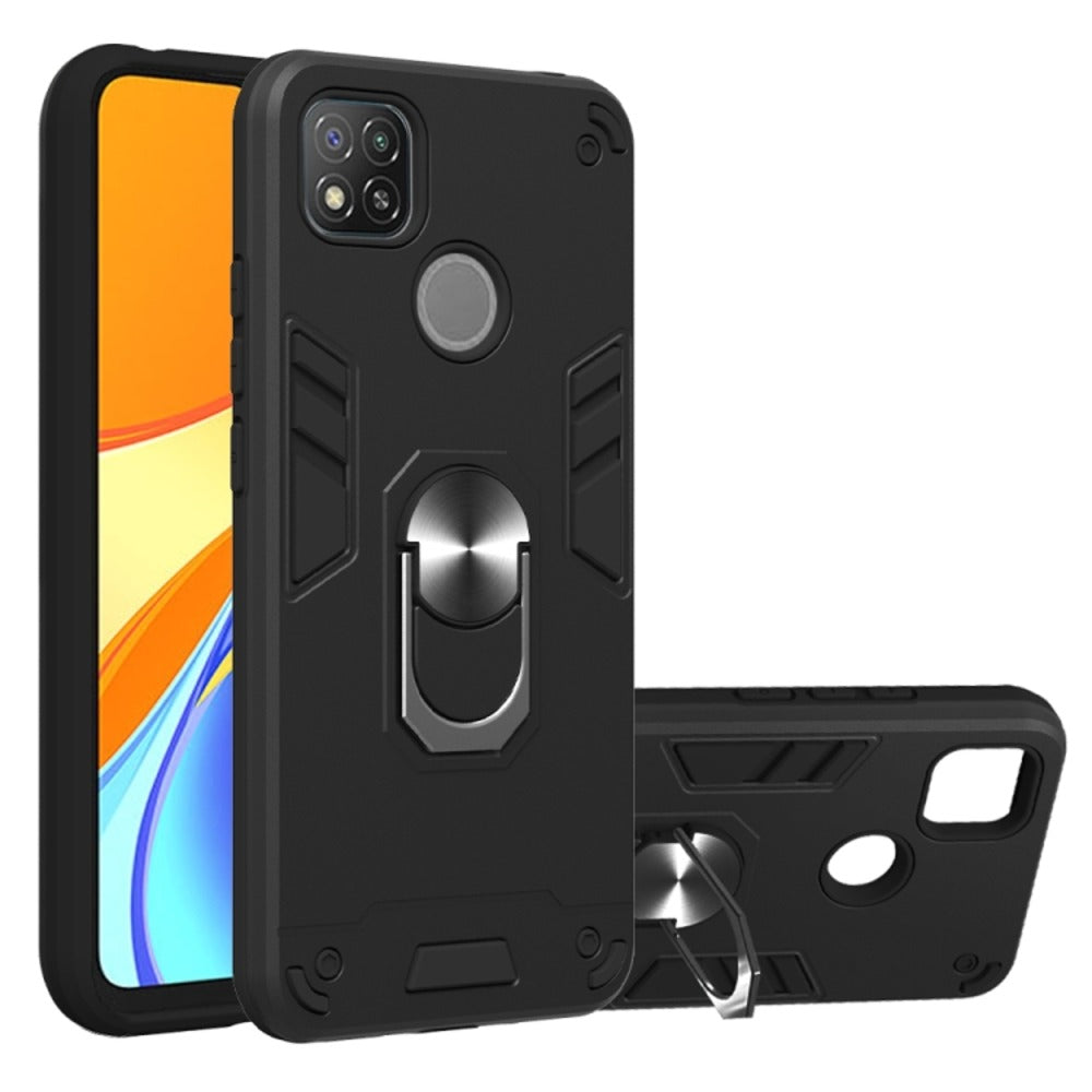 Funda Case para Xiaomi Redmi 9C con Anillo Metálico Negro