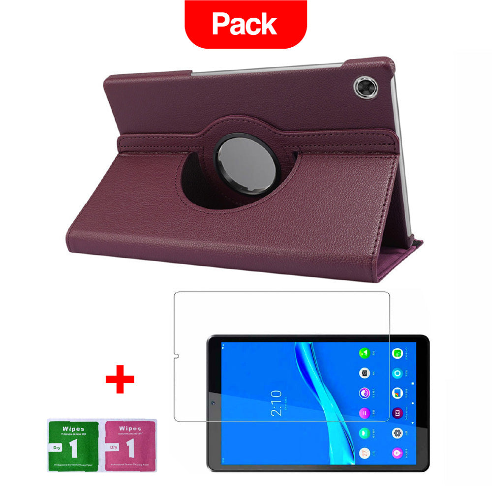 Combo Funda para Universal Tab 8" Giratoria Morado + Mica