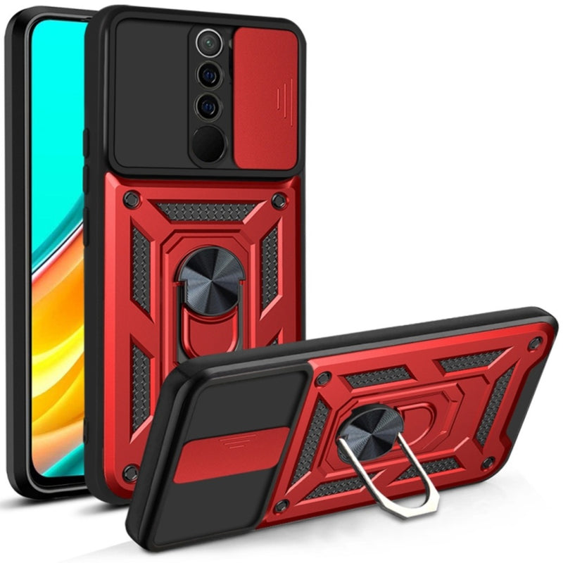 Funda Case para Xiaomi Redmi 9 Holder Protector Camara Rojo