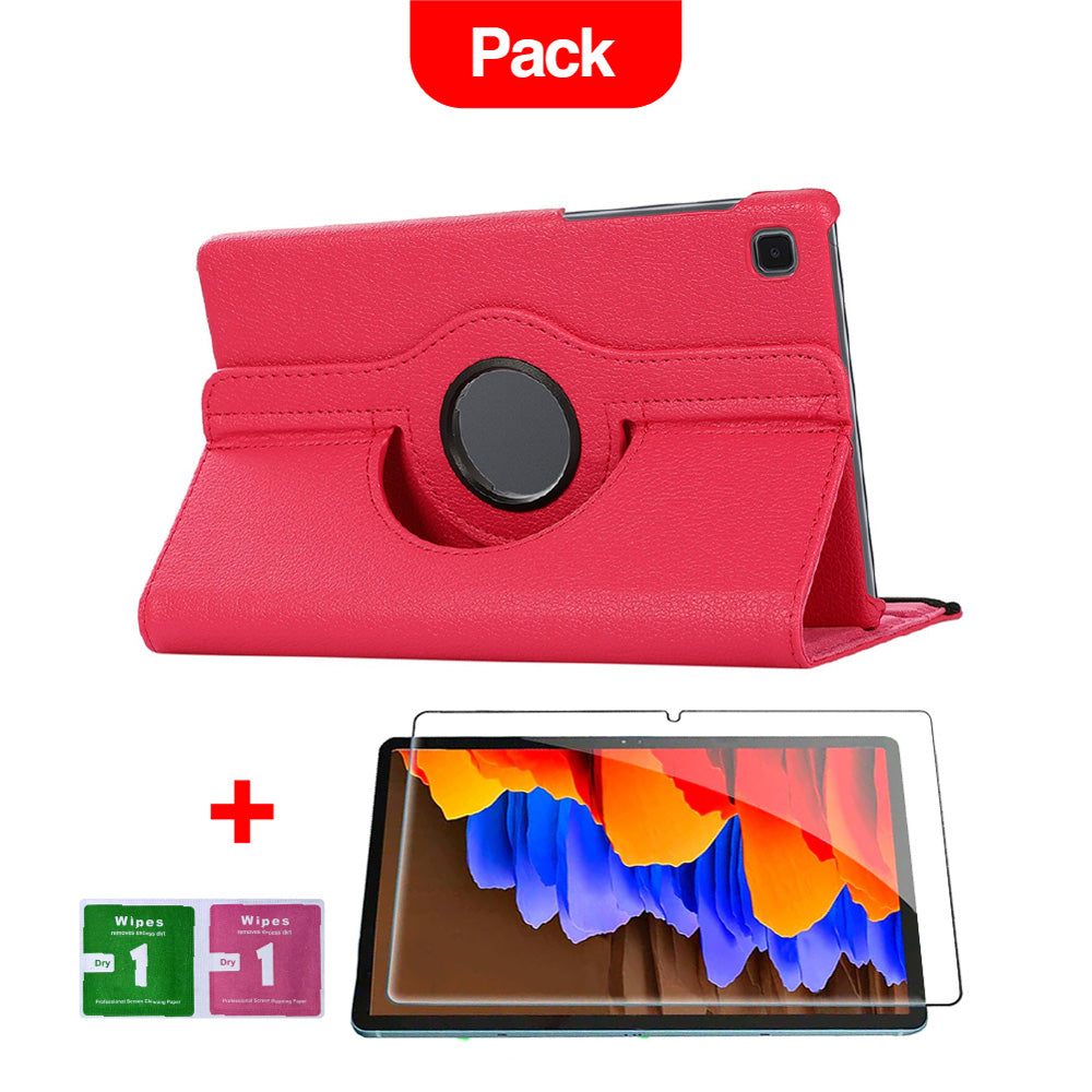 Combo Funda de Samsung Tab A7 10.4" T500 360° Fucsia + Mica