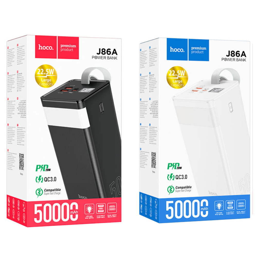 Power Bank 50000mAh Hoco J86A Pantalla digital LED Negro