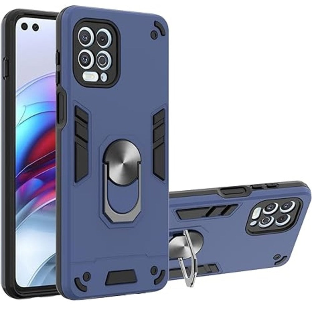 Funda Case para Motorola Moto G100 con Anillo Metálico Azul