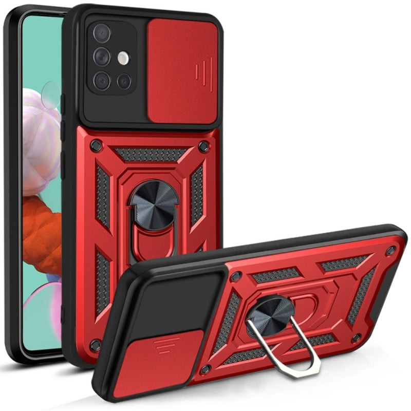 Funda Case para Samsung A52 Holder Protector Camara Rojo