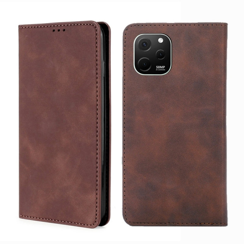 Funda Case para Huawei Nova Y61 Flip Cover Marrón Antishock