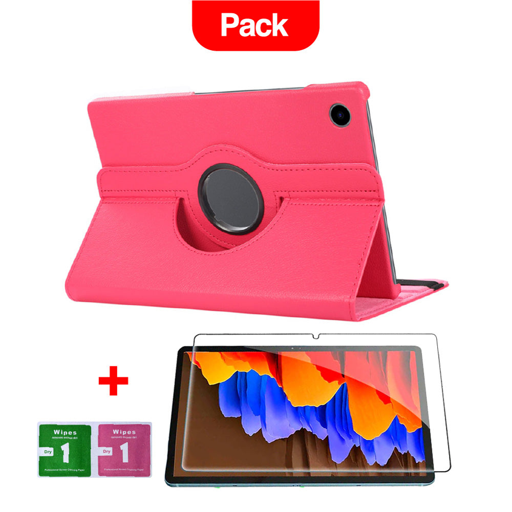 Combo Funda de Samsung Tab S5e T720 Giratoria Fucsia + Mica