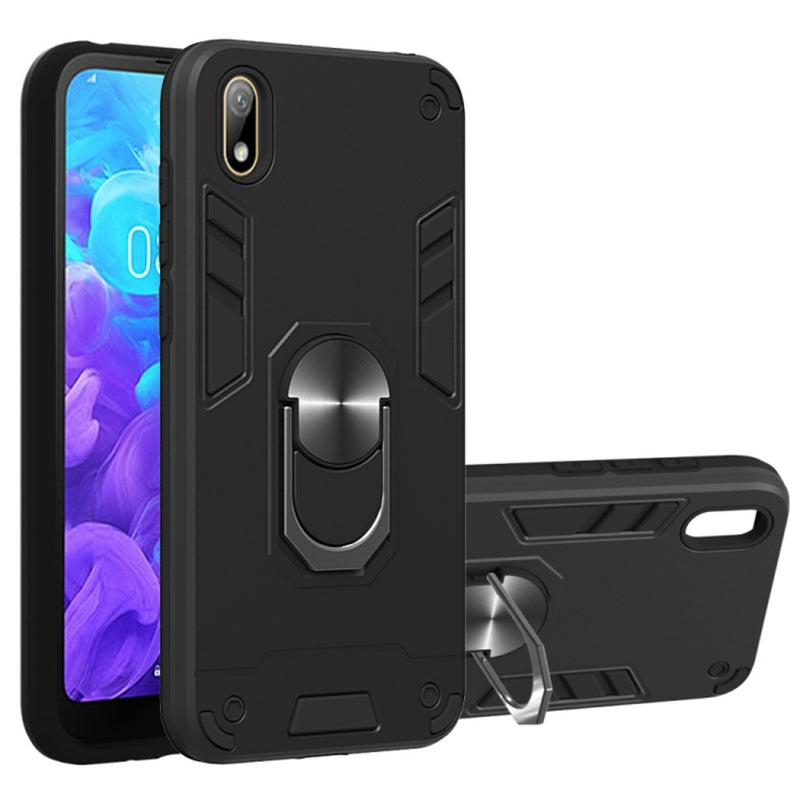 Funda para Zte A3 2020 con Anillo Metálico Negro Antishock