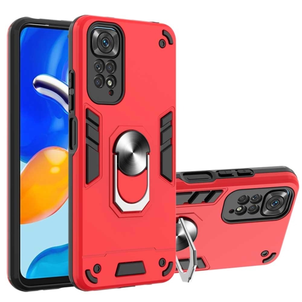 Funda for Xiaomi Redmi Note 11s 4G con Anillo Metálico Rojo