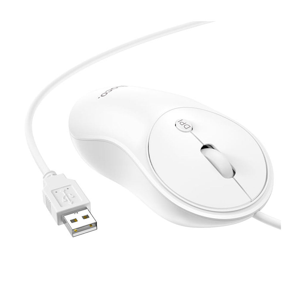 Mouse para PC Alámbrico Conexión USB 1.5m Hoco GM13 Blanco