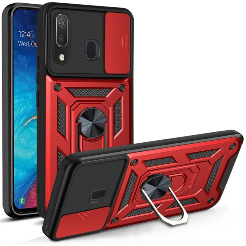 Funda Case para Samsung A31 Holder Protector Camara Rojo