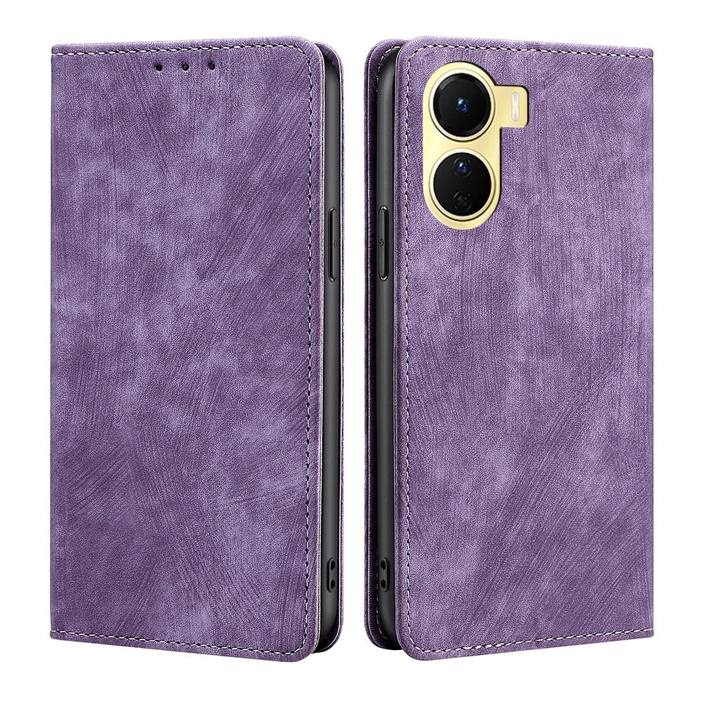 Funda Case para Vivo Y16 Flip Cover Lila Antishock