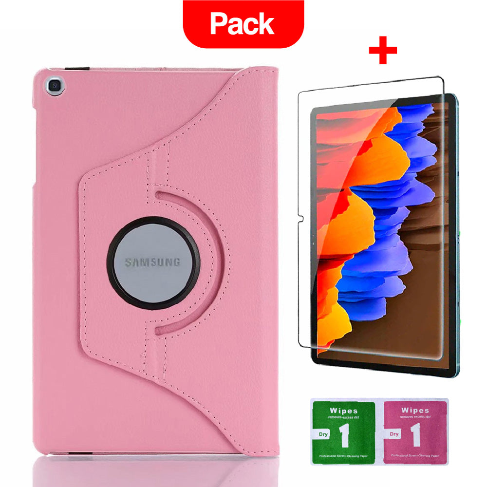 Combo Funda de Samsung E  9.6" T560 Giratoria Fucsia + Mica