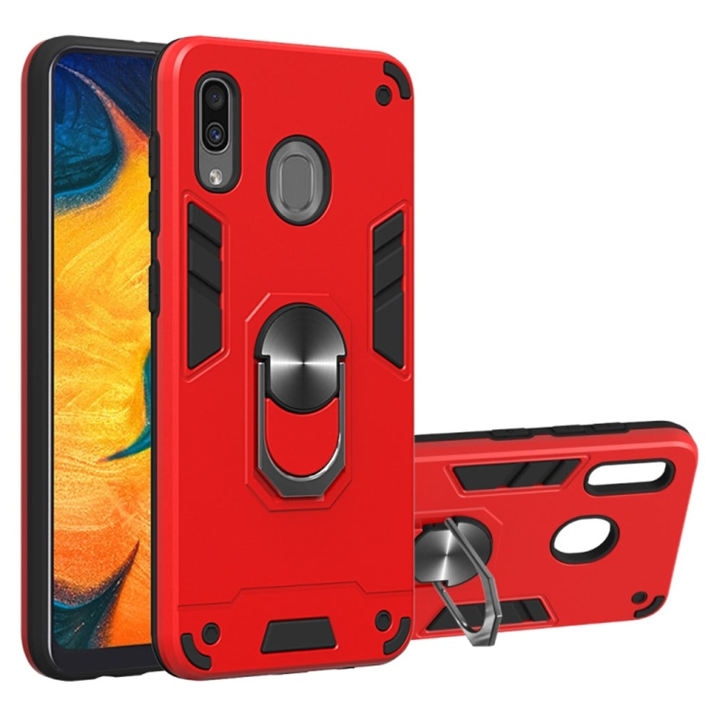 Funda para Samsung A30 con Anillo Metálico Rojo Antishock