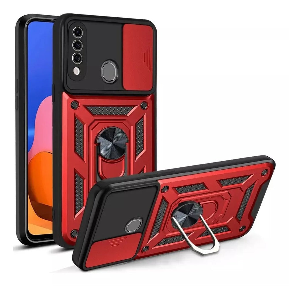 Funda Case para Samsung A22 4G Holder Protector Camara Rojo