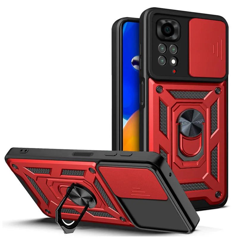 Funda Case for Xiaomi Note 11s Holder Protector Camara Rojo