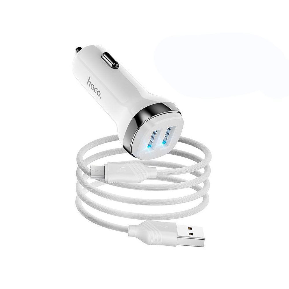 Cargador para coche USB a Micro USB Hoco Z40 2.4A Blanco