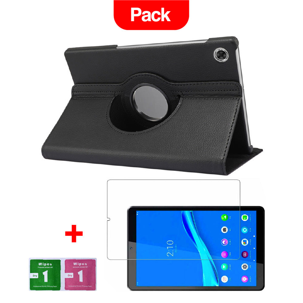 Combo Funda de Lenovo M10 Plus P22T Giratoria Negro + Mica