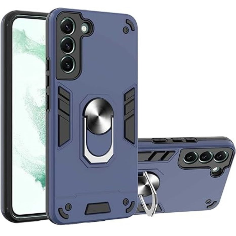 Funda para Samsung S23 con Anillo Metálico Azul Antishock