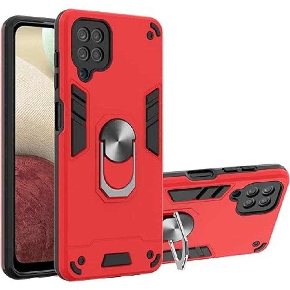 Funda para Samsung A12 con Anillo Metálico Rojo Antishock