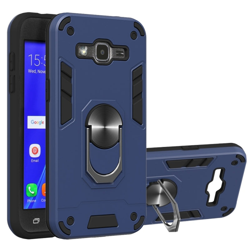 Funda para Samsung J7 con Anillo Metálico Azul Antishock