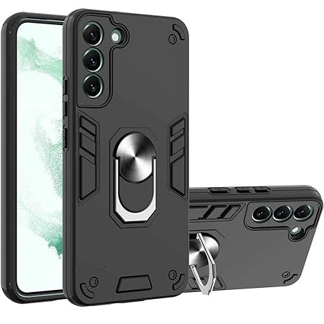 Funda Case para Samsung S21 FE con Anillo Metálico Negro