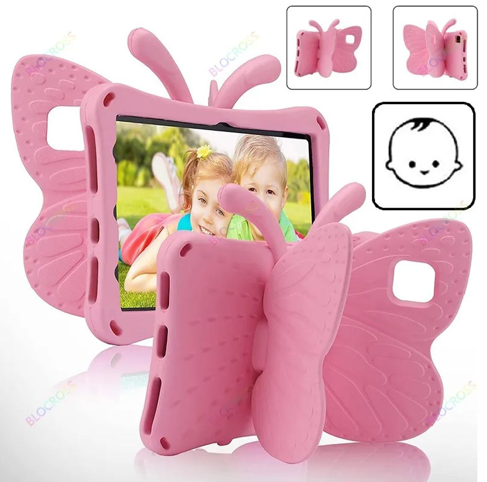 Funda para Tablets de 7" de Goma Mariposa Rosada Antishock