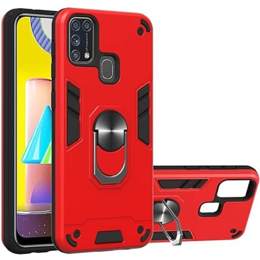 Funda para Samsung A21s con Anillo Metálico Rojo Antishock