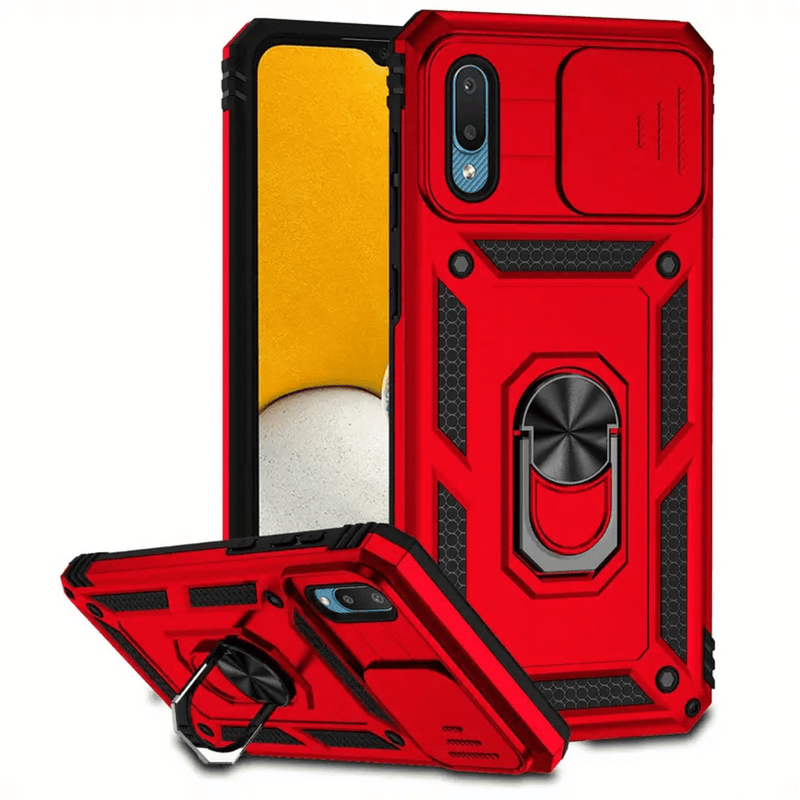 Funda Case para Samsung A03 Holder Protector Camara Rojo