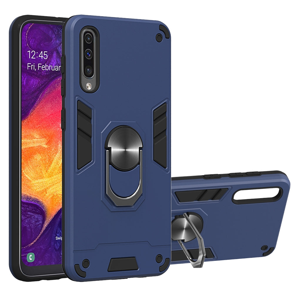 Funda para Samsung A50 con Anillo Metálico Azul Antishock