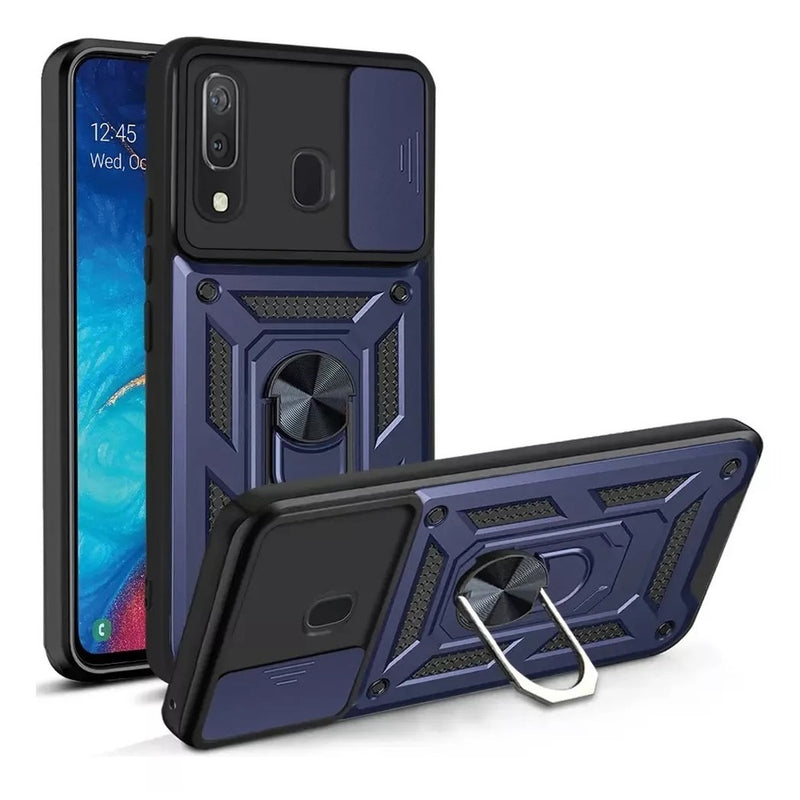 Funda Case para Samsung A20 Holder Protector Camara Azul