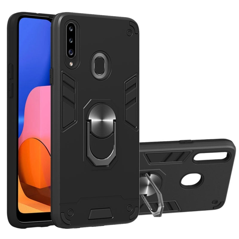 Funda de Samsung A20s con Anillo Metálico Negro Antishock