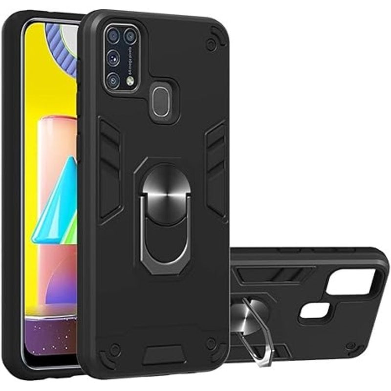 Funda de Samsung A21s con Anillo Metálico Negro Antishock