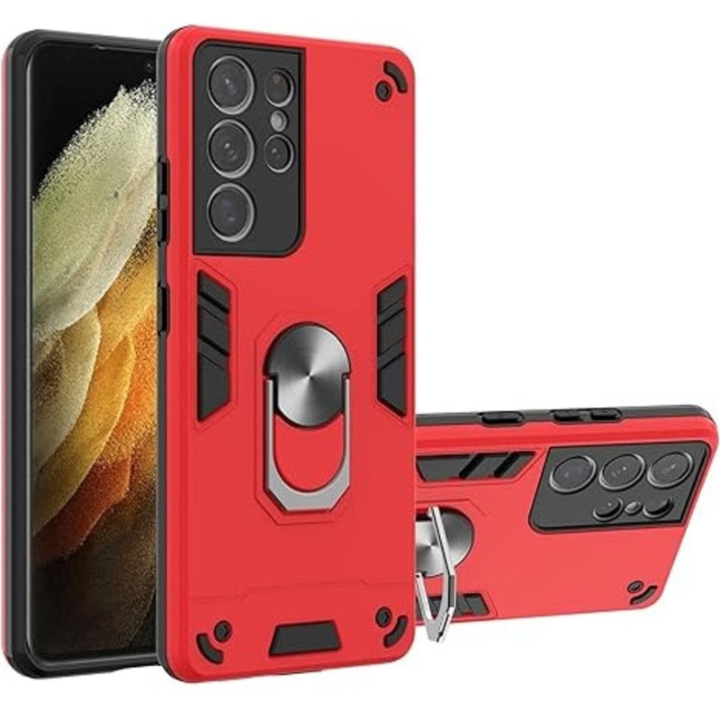 Funda Case para Samsung S21 Ultra con Anillo Metálico Rojo